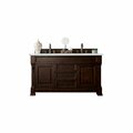 James Martin Vanities Brookfield 60in Double Vanity, Burnished Mahogany w/ 3 CM Ethereal Noctis Quartz Top 147-114-5661-3ENC